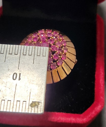 Mid Century/Vintage 14k Rose Gold Statement Ring Set With 35 Rubies - Picture 18 of 19