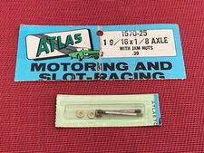 1/32 Atlas #1570 1-9/16" X 1/8" SLOT CAR AXLES & JAM NUTS VINTAGE NEW OLD STOCK