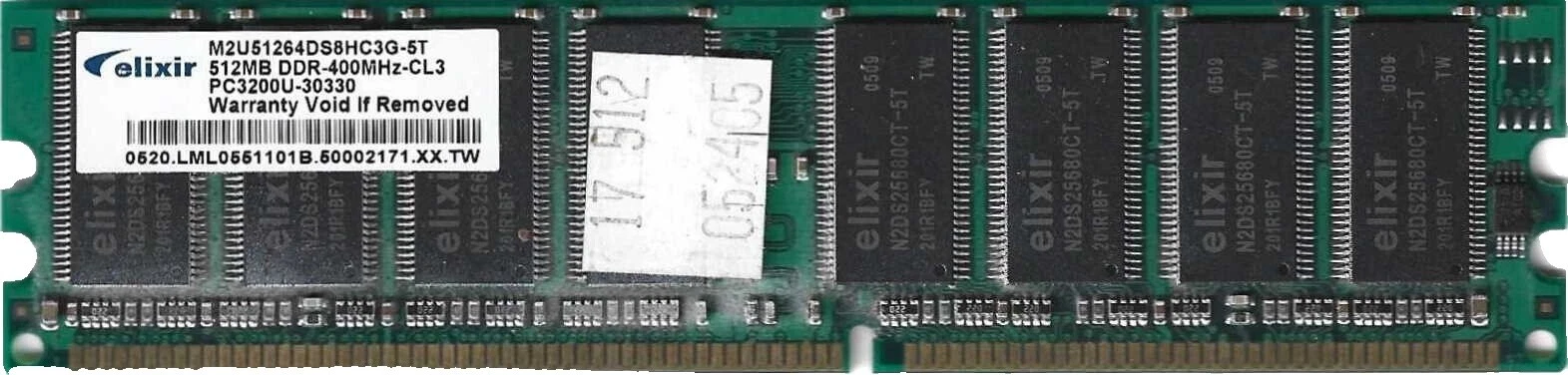 Elixir DDR1 SDRAM Computer 512 MB Capacity per Module Memory (RAM)