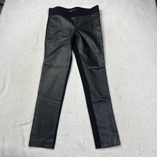 Lauren Ralph Lauren Pants Womens 10 Black Pull On Faux Leather Front Stretch