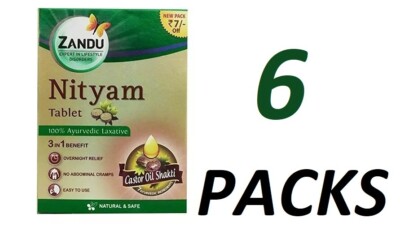 6 x Zandu Nityam Tablets (10tab) Ayurvedic Useful in Constipation & Digestion