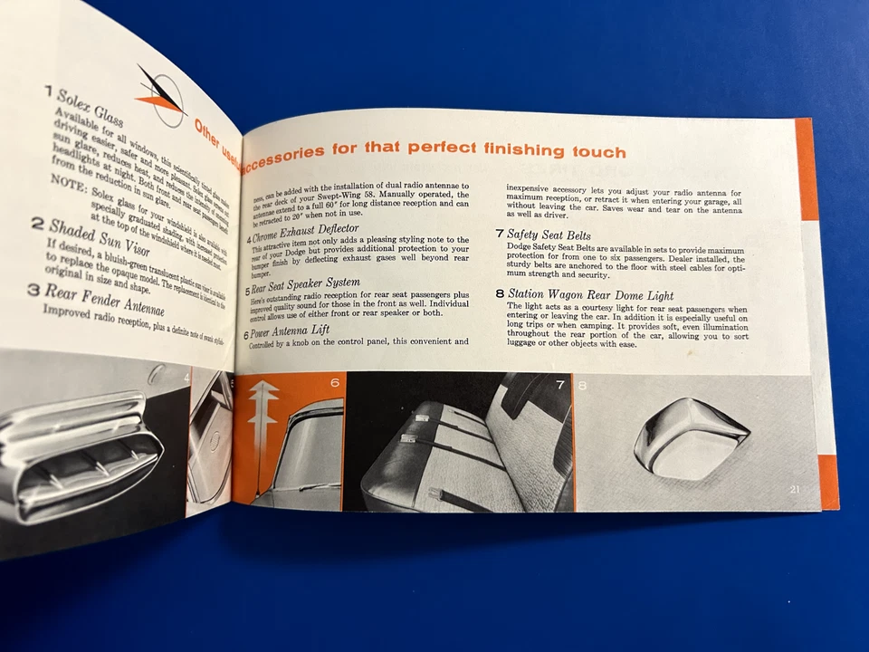 Accesorios de motor Aids To Happy para Dodge Swept-Wing 58 folleto de ventas RARO Foto 4 de 4