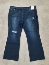 Terra  Sky Womens 18W Plus High Rise Distressed Crop Bootcut Jeans Stretch NWT