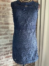 New! Romeo + Juliet Couture Women's Navy Blue Crochet Lace Mini Dress Large NWT