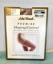 Nice Touch Promise Shaping Control Pantyhose Control Top Driftwood Sz.C Lycra