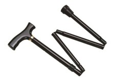 Folding Walking Stick Pole Aluminium Adjustable Height Travel Cane Compact Black
