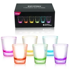 6 Pack Heavy Base Shot Glasses Set, 1.6 oz Colorful Shot Glasses Bulk, 