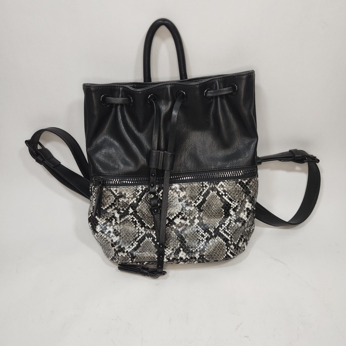 black leather snakeskin backpack Black Small PU Leather/PU snakeskin Bag/backpack