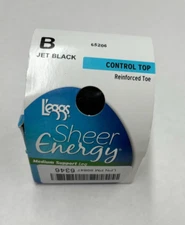 24A25 L'eggs 65206 Sheer Energy Control Top Hosiery B Jet Black
