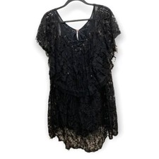 FREE PEOPLE Hill Country Lace Up Black Dress Witchy Goth Alt Extra Small XS