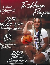 TE-HINA PAOPAO Signed 8.5x11 Photo WNBA Basketball ATLANTA DREAM South Carolina