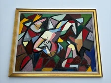 Jo Cain PAINTING ABSTRACT CUBISM WPA ARTIST FAMOUS MID CENTURY MODERNISM 1950'S