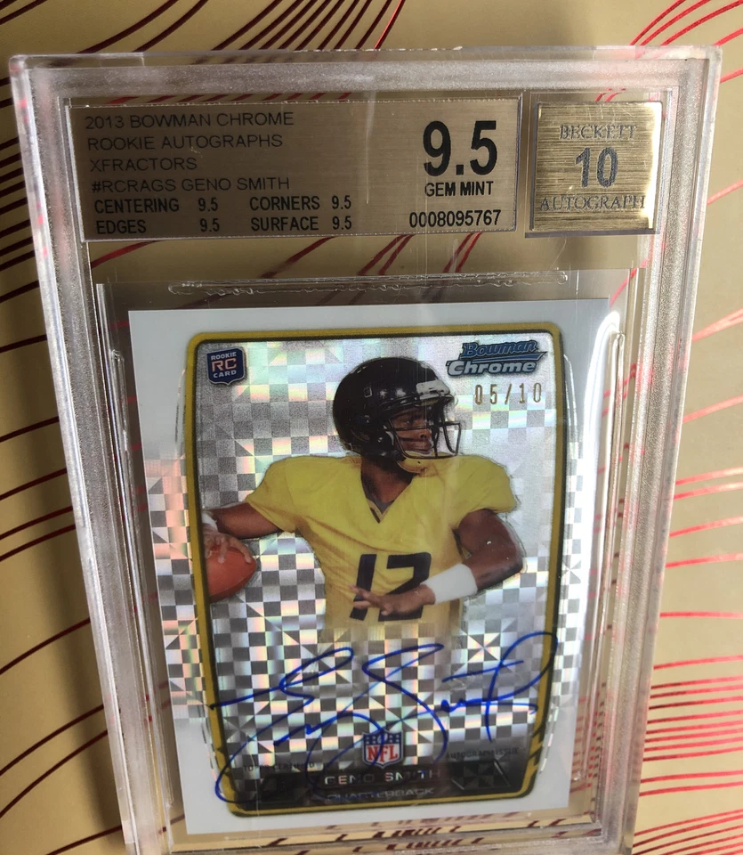 GENO SMITH RC AUTO 2013 Bowman Chrome Rookie Autograph 05/10 Xfract BGS 9.5 / 10 - Image 2 of 4
