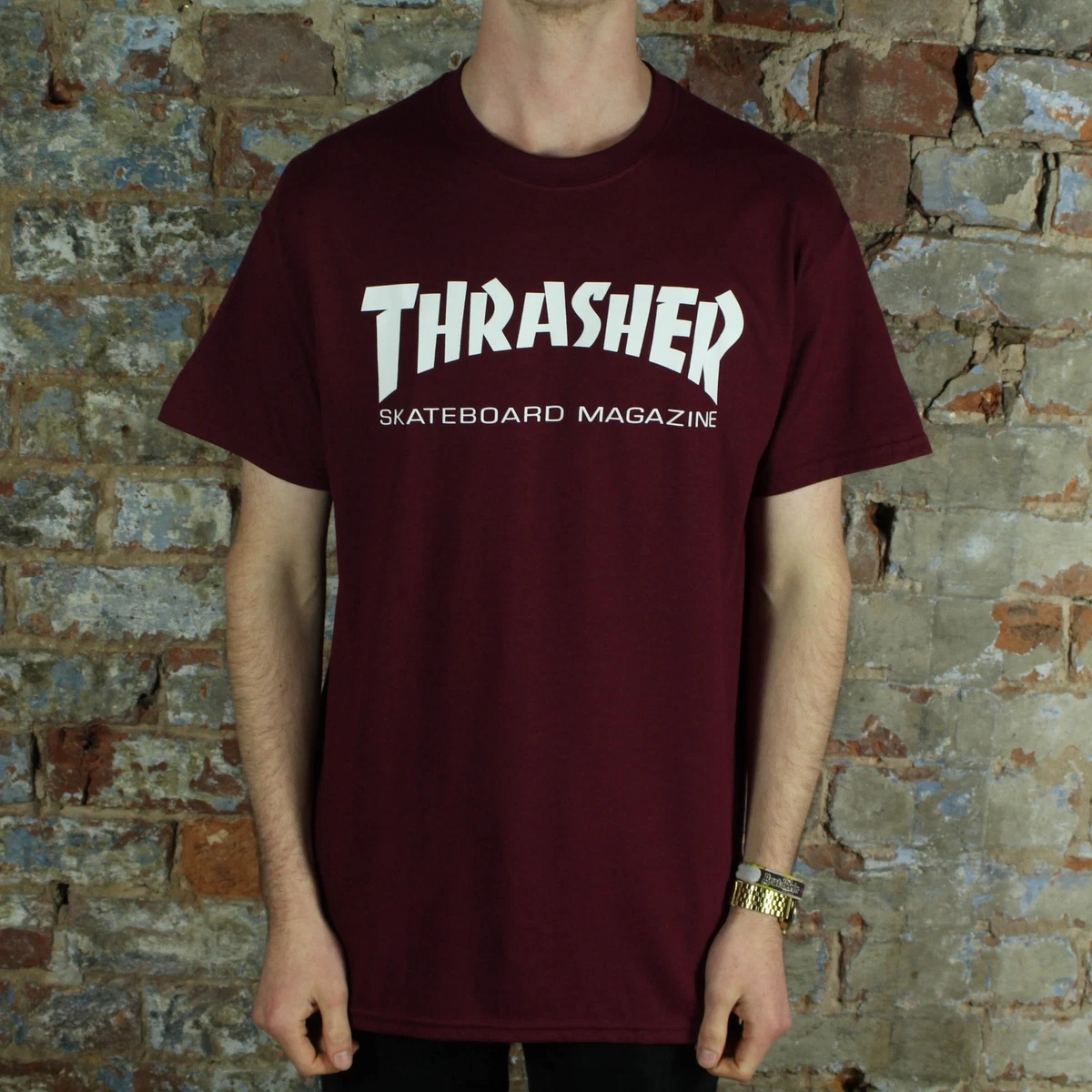 Maroon thrasher cheap shirt