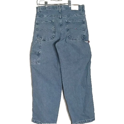 Jeans vintage Tommy Hilfiger tamanho 12 W 33 M estilo carpinteiro folgado caimento solto skatista - Imagem 2 de 4