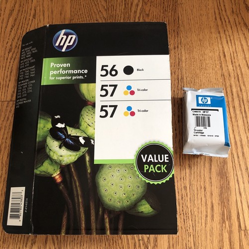 HP 56 57 Black TriColor Ink Cartridges Expired Aug 2017 1 Black, 3