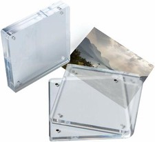 Set of 2 Acrylic Picture Frames, Double Sided Frames, 4x4 Picture Frame Acrylic