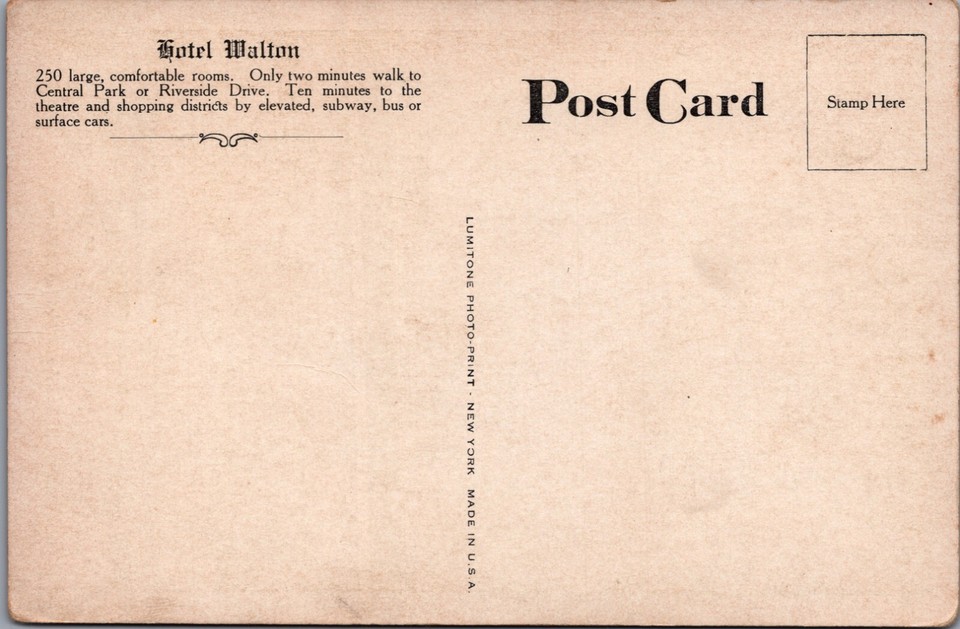 Postcard New York NY Hotel Walton 7th Street NYC c1910s UNP 10114a eBay