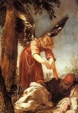 Oil painting juan antonio frias y escalante an angel awakens the prophet CANVAS