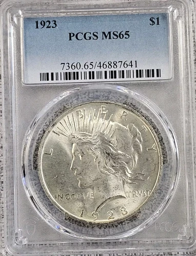 1923 $1 Peace Silver Dollar MS65 PCGS