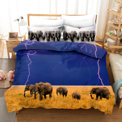 3D Elefant Blitz Himmel Landschaft Quilt Cover Set Bettwäsche Sets Kissenbezüge