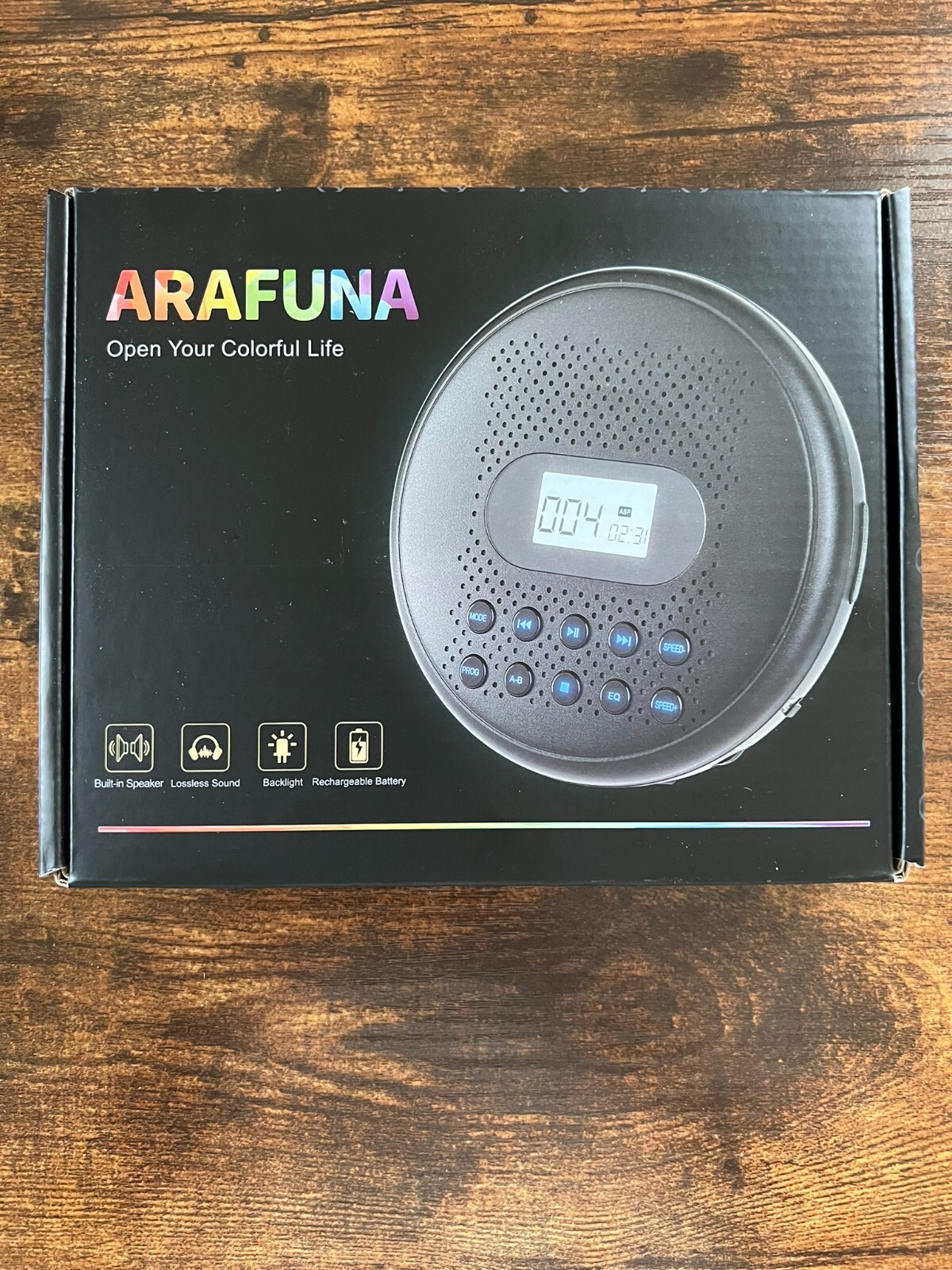 ARAFUNA Portable CD Player with Dual Stereo Speakers, Rechargeable CD