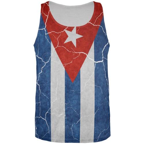 Distressed Cuban Flag All Over Mens Tank Top - Picture 1 of 1