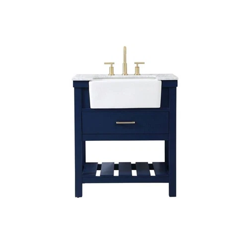 Elegant Decor Clement 30" Aluminum MDF Single Bathroom Vanity in Blue - Picture 3 of 8