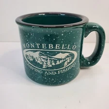 M Ware Montebello Camping and Fishing Green Speckled Camp Style Coffee Mugs Cup