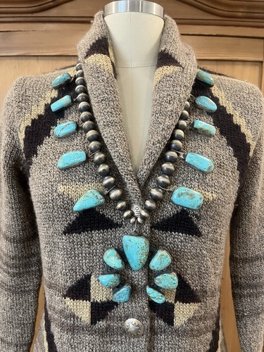 *Rare* Ralph Lauren Hand-Knit Native American Blanket Cardigan Coat Duster SMALL - Picture 3 of 15