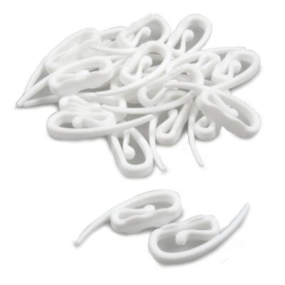 GARDINENHAKEN für KOPFBAND WEISS KUNSTSTOFF NYLON UK STANDARDGRÖSSE
