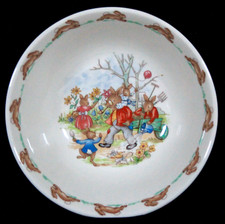 RARE VTG ROYAL DOULTON BUNNYKINS FAMILY GARDEN COUPE CEREAL BOWL 6 INCH DIA. NEW