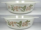 Pyrex England Lisa Cherry Blossom Glass Casseroles Vintage Set of 2 1.5 QT/2 QT