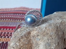 STERLING SILVER  Cultured Silver Mother PEARL Pearlfection RING size 7 204