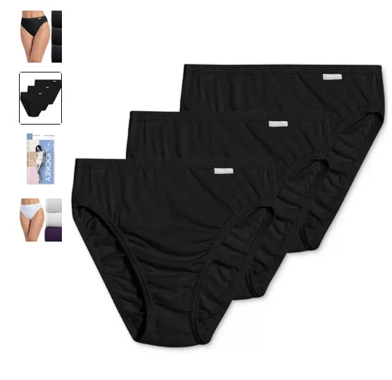 Women's Jockey 3-Pack French Cut (Black Color) 100% Cotton Comfort Underwear - Image 3 of 3
