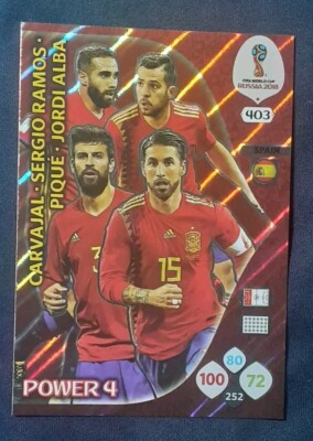 2018 Adrenalyn XL Fifa World Cup Power 4 Gerard Pique Dani Carvajal Sergio Ramos