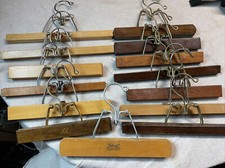 Lot of 14 vintage wooden Setwell / Nevco Hanger Pant Clamp