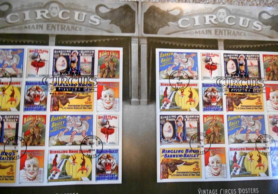 2014 Vintage CIRCUS posters MNH Sc 4905a press sheet of 6 with pictorial cancel - Image 4 of 4