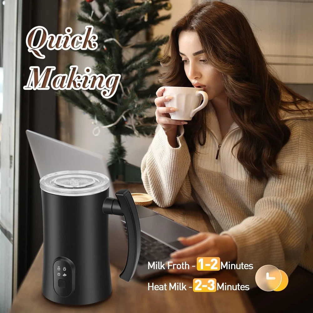 Milk Frother 4-In-1 Automatic Hot and Cold Foam Maker Milk Warmer Electric Milk
