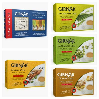 Girnar Instant Tea Premix Low Sugar 10 Single Serve Sachets 