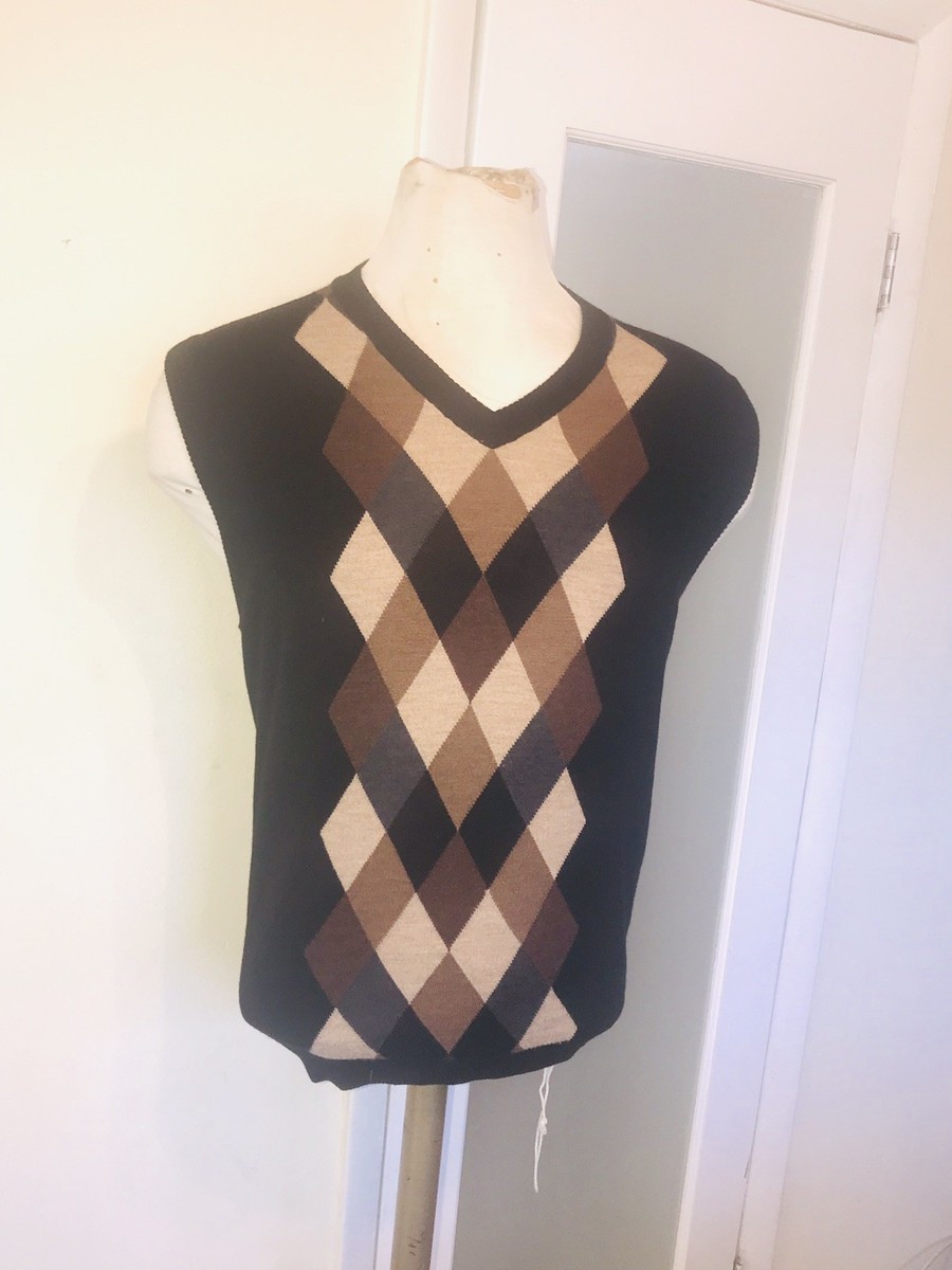 Gilet Pull Banana Republic En Cachemire Mélangé - Motif Argyle Bleu Marine - Taille XL - Neuf Sans étiquettes