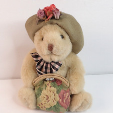 Russ Berrie  Co. Li'l Creampuffs Plush Bear with tapestry Purse Bag 7"