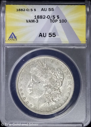 1882-O/S $1 Morgan Silver Dollar ANACS AU 55 | VAM-3 TOP 100 Strong