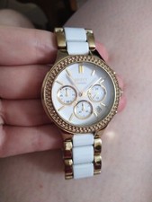 DKNY Ceramic Armbanduhr Chronograph NY8182 gold-weiß Zirkonia, Edelstahl Keramik