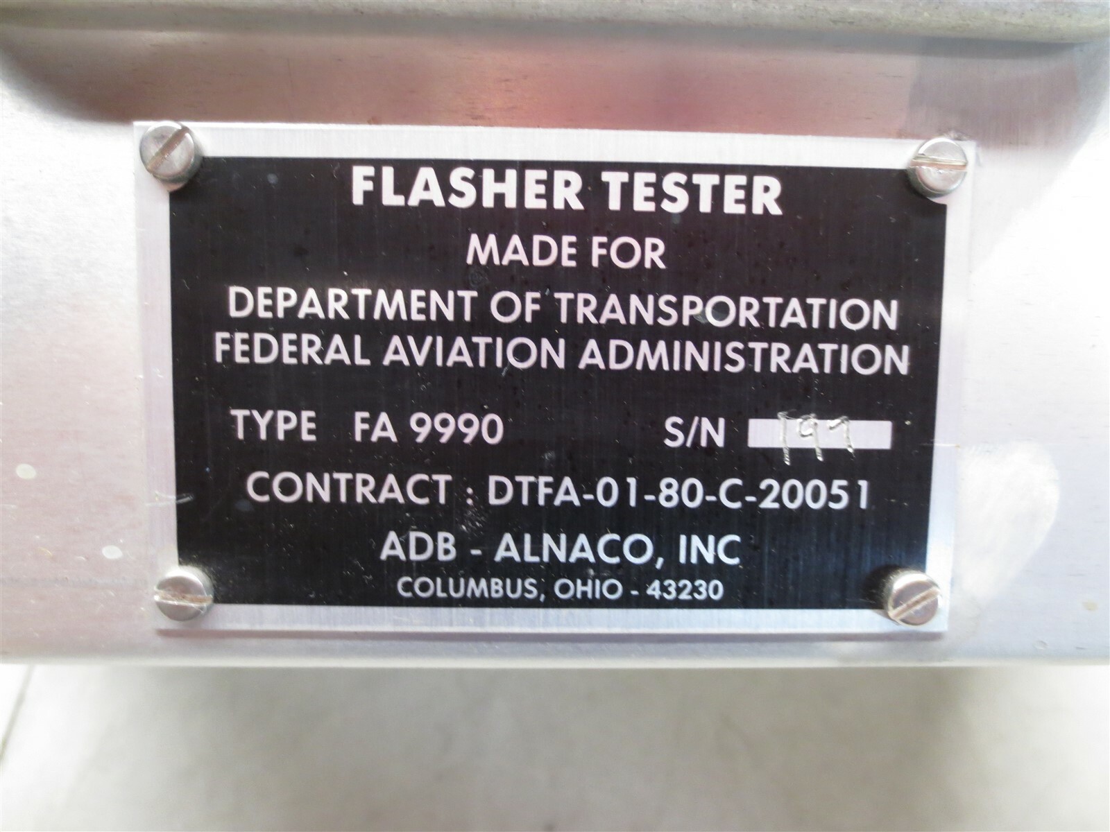ADB-ALNACO AIRFIELD SOLUTIONS FA-9990 Flasher Tester S/N 197 | eBay