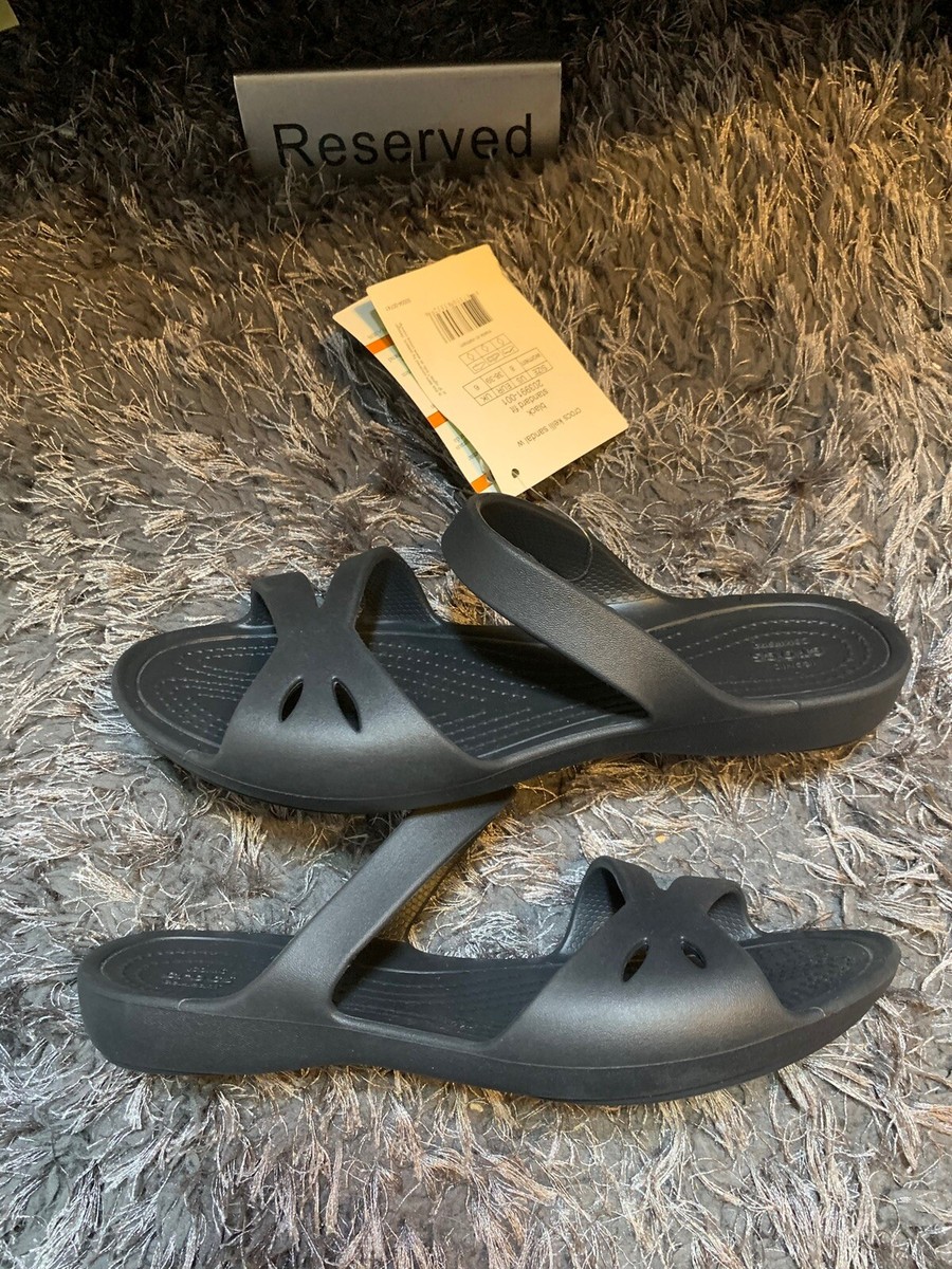 CROCS Kelli Iconic Comfort Size 9 Strappy Slide Sandals Black