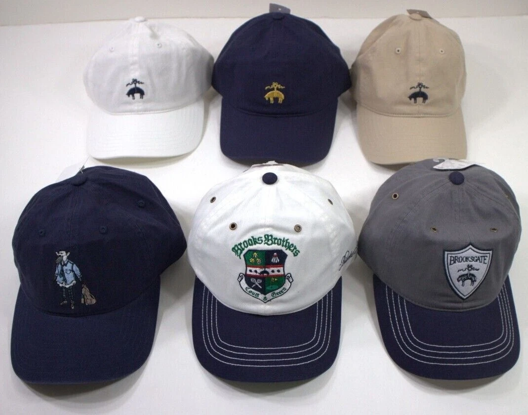 Brooks Brothers 1818 Logo Hat Crest Baseball Cap White Grey Navy Khaki