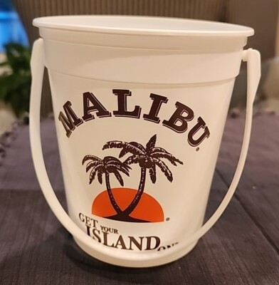 MALIBU RUM Plastic Bucket Cup ~ Get Your Island On ~ Caribbean Punch Recipe