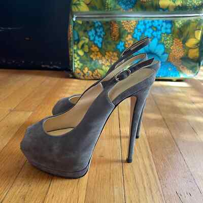 Giuseppe Zanotti Grey Patent Leather Peep Toe Six Inch Pumps | eBay