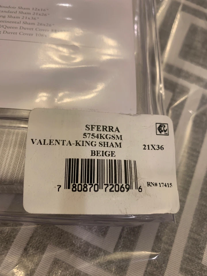 Jacquard satén beige Sferra Valenta King Sham Foto 4 de 4